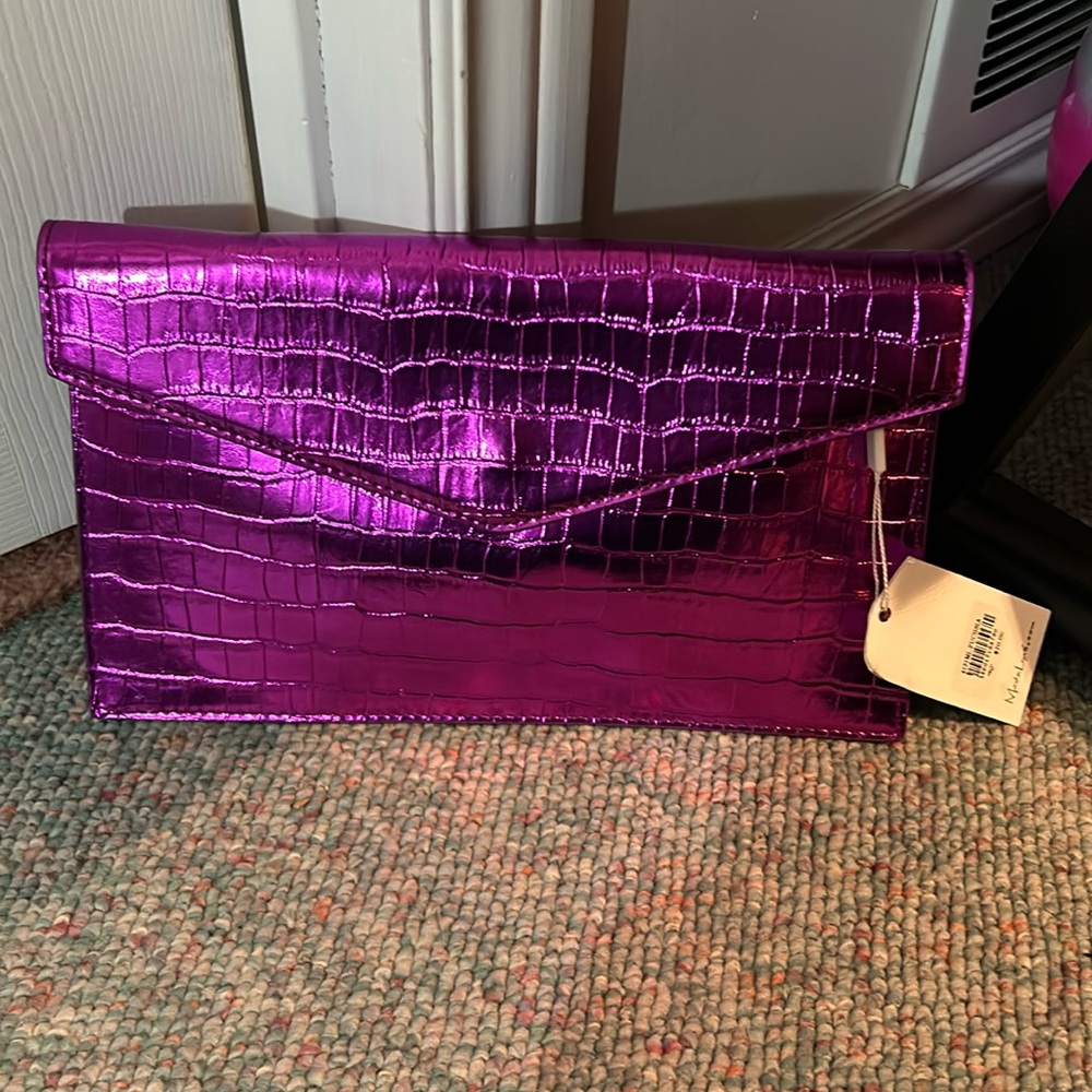NWT clutch/shoulder bag metallic pink